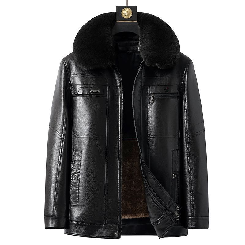 Fashion Personality Male Fleece-lined Leather Jacket - Image 4