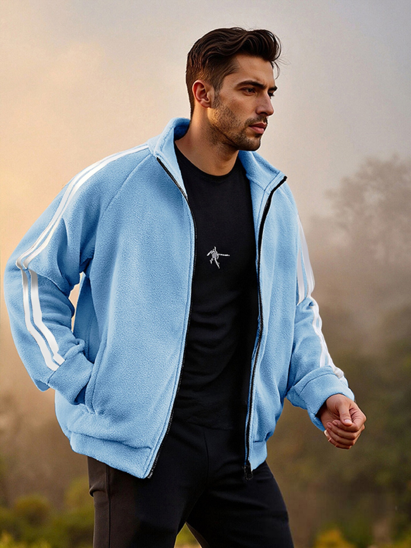 New Zipper Trend Versatile Men's Fleece Jacket - Image 2