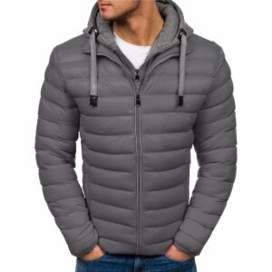 Men's pure color hooded simple cotton jacket