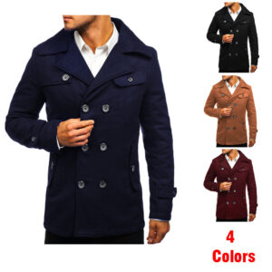 Slim-fit men's double-breasted casual coat woolen coat