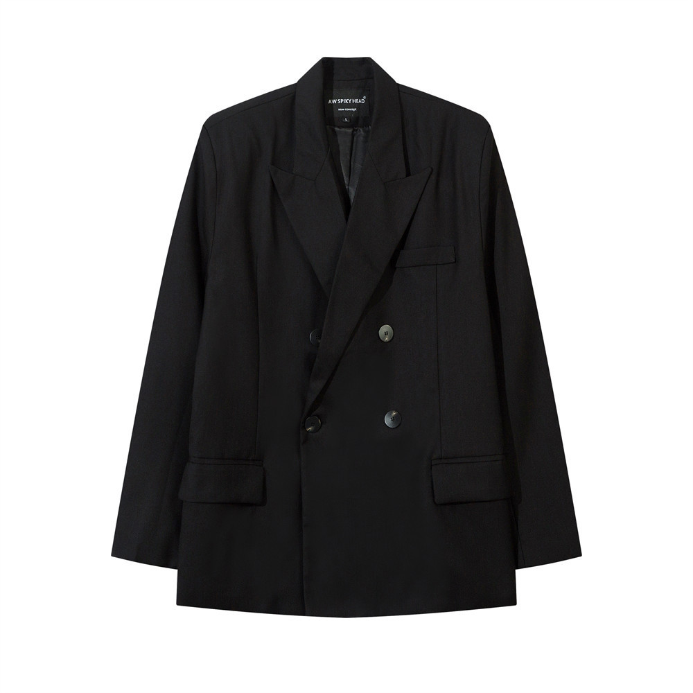 Solid Color Loose Suit Jag In The Midde Of Back Spring And Autumn