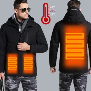 Men Women Winter Thick USB Heating Cotton Jacket Outdoor Waterproof Windbreaker Hiking Camping Trekking Climbing Coats