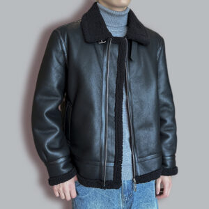 Men's Leather Fashion Casual Polo Collar Padded Jacket