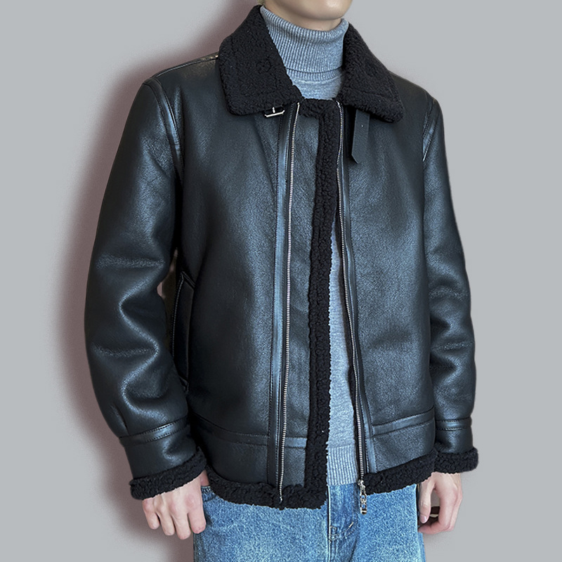 Men's Leather Fashion Casual Polo Collar Padded Jacket