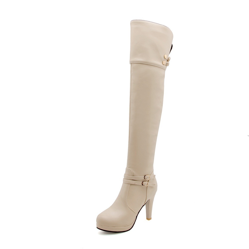 European And American Sexy Wine Cup Heel High Heel Waterproof Platform Plus Size Over The Knee Boots - Image 5