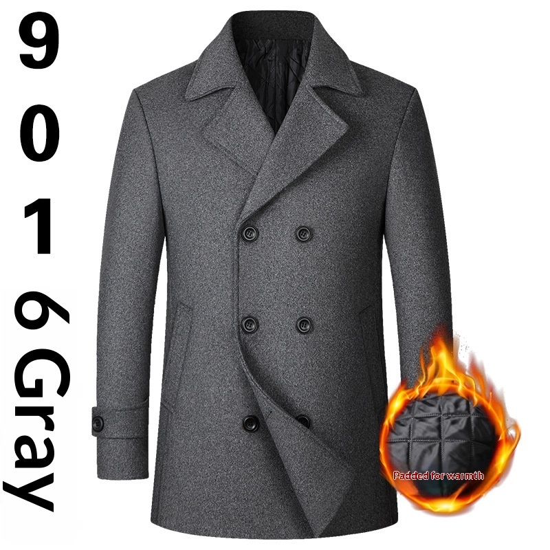 Fashion Double-breasted Lapel Mid-length Wool Men's Coat Dropshipping - Image 6