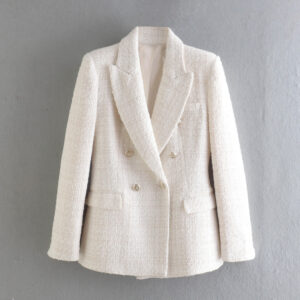 New European And American Women's Textured Double-breasted Blazer