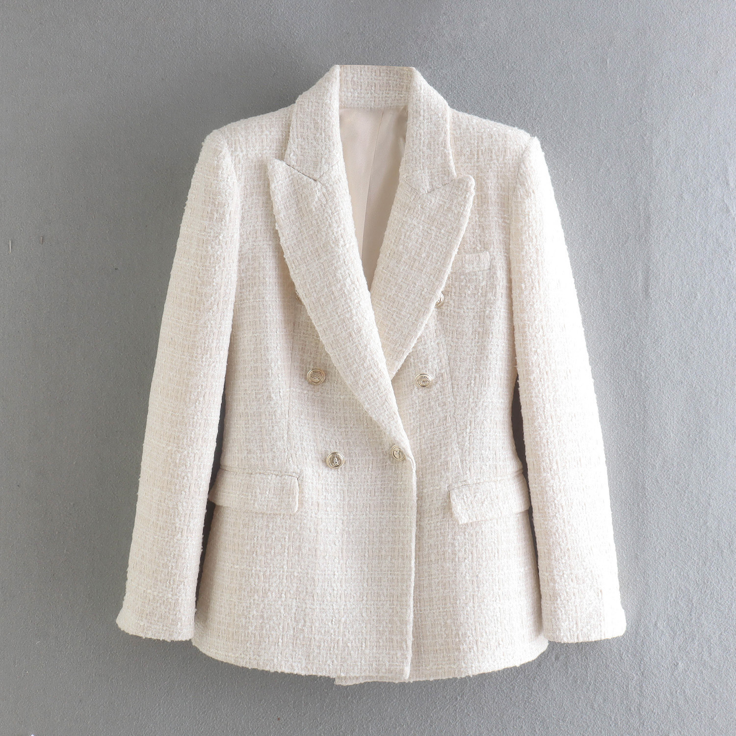 New European And American Women's Textured Double-breasted Blazer