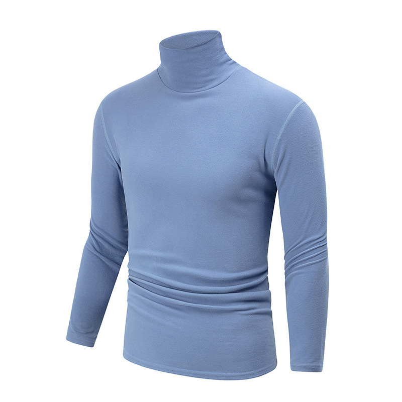 Autumn And Winter Men's Solid Color Versatile High-neck Base Layer Casual Fleece Top - Image 2