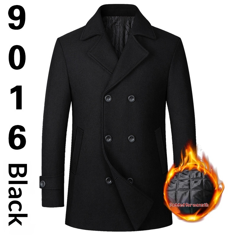 Fashion Double-breasted Lapel Mid-length Wool Men's Coat Dropshipping - Image 7