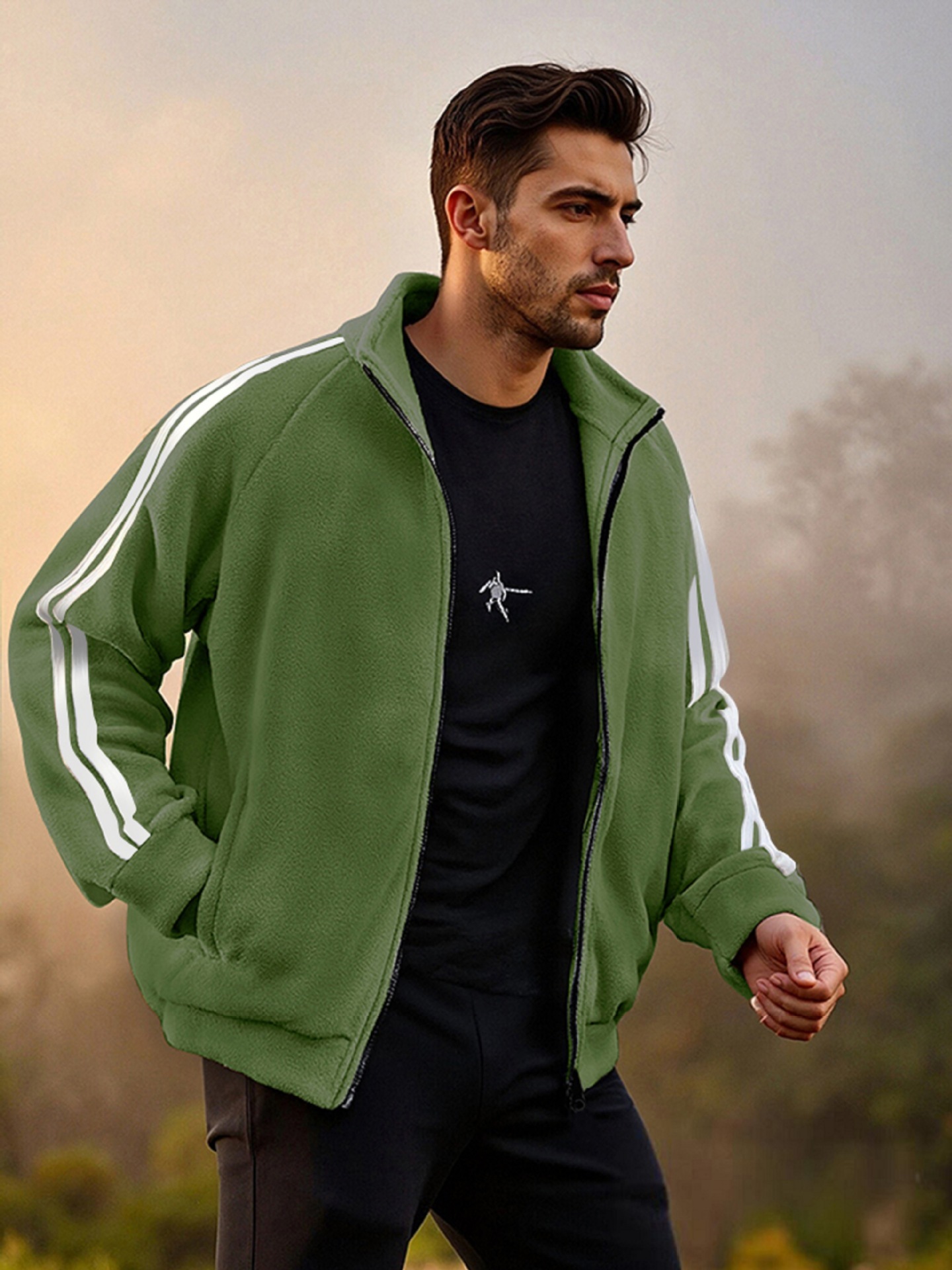 New Zipper Trend Versatile Men's Fleece Jacket - Image 8
