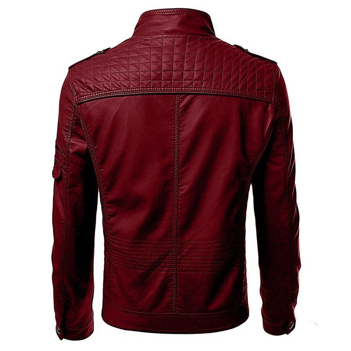 PU jacket slim zip leather jacket - Image 6