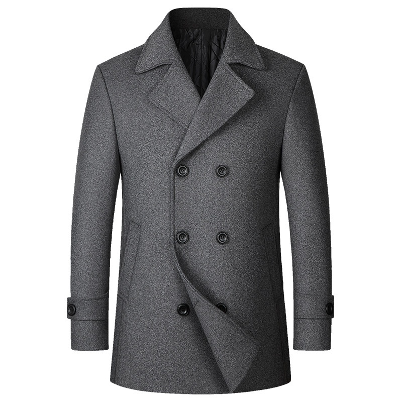 Fashion Double-breasted Lapel Mid-length Wool Men's Coat Dropshipping - Image 4