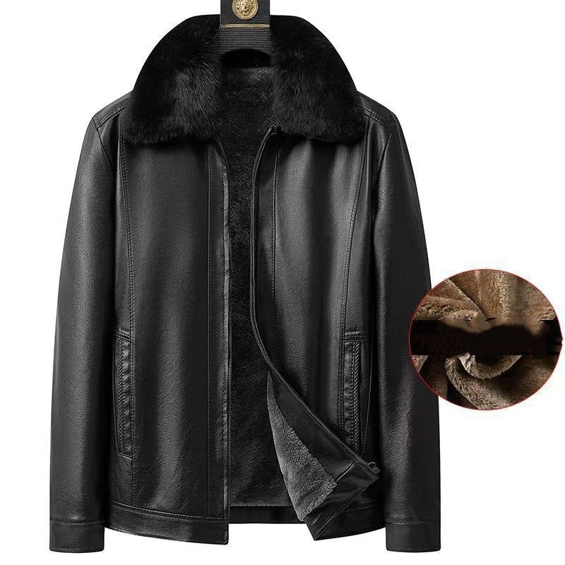 Fashion Personality Male Fleece-lined Leather Jacket - Image 2