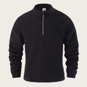 Men's Casual Pullover Jacquard Fleece Stand-up Collar Sweatshirt