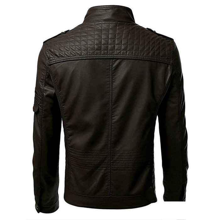 PU jacket slim zip leather jacket - Image 5