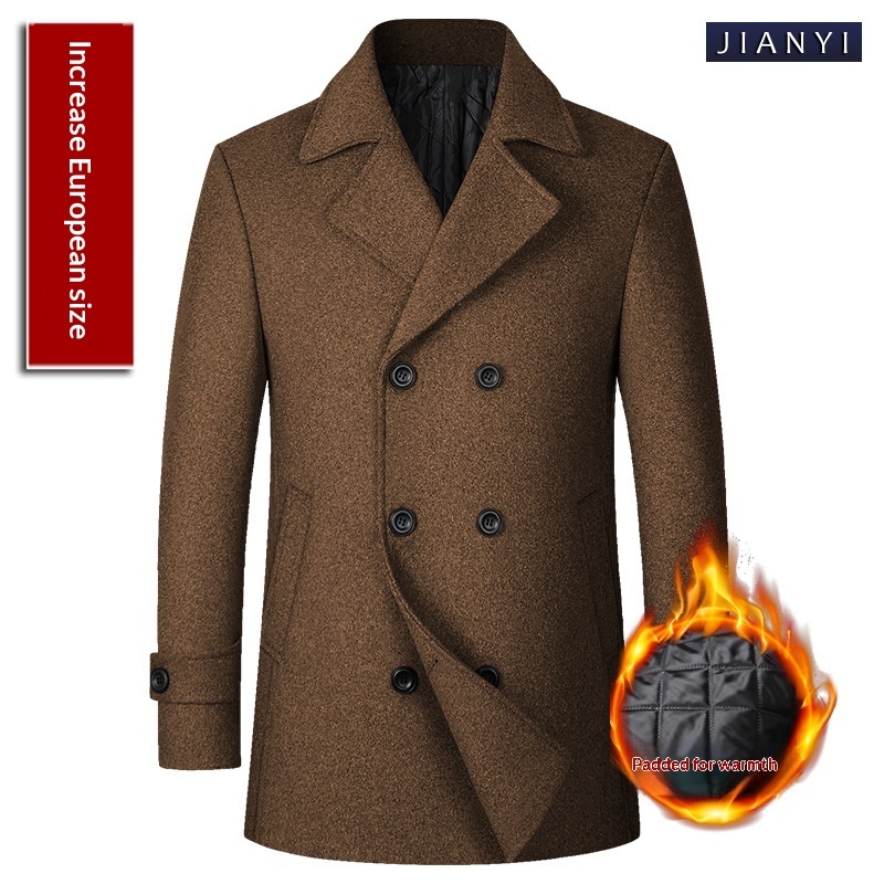 Fashion Double-breasted Lapel Mid-length Wool Men's Coat Dropshipping - Image 2