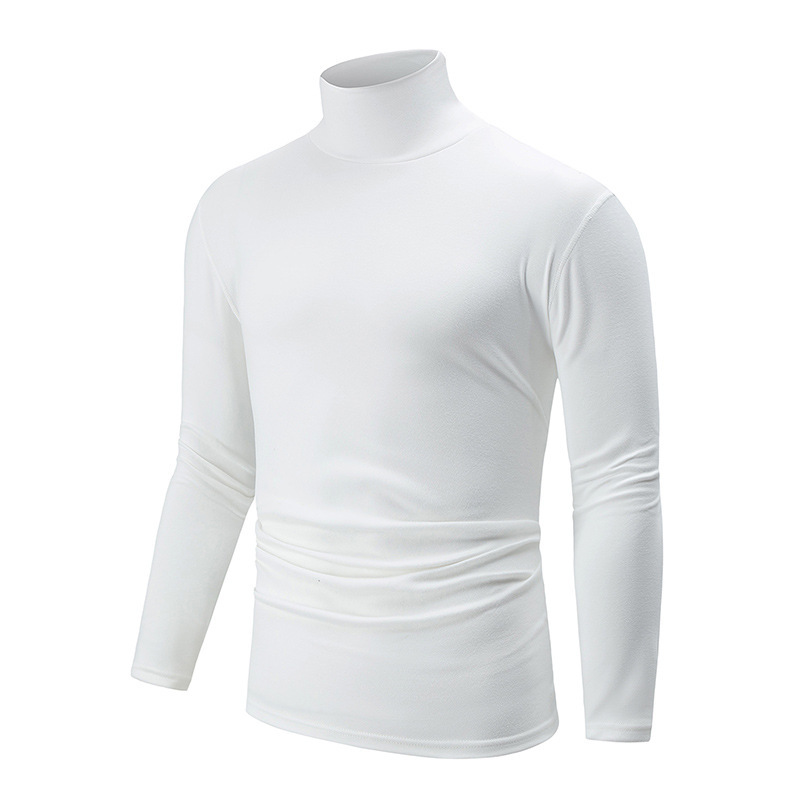 Autumn And Winter Men's Solid Color Versatile High-neck Base Layer Casual Fleece Top - Image 5