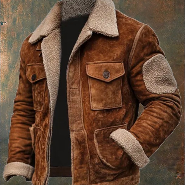 Men's Coat Top Lambswool Lapel Zip Jacket - Image 6