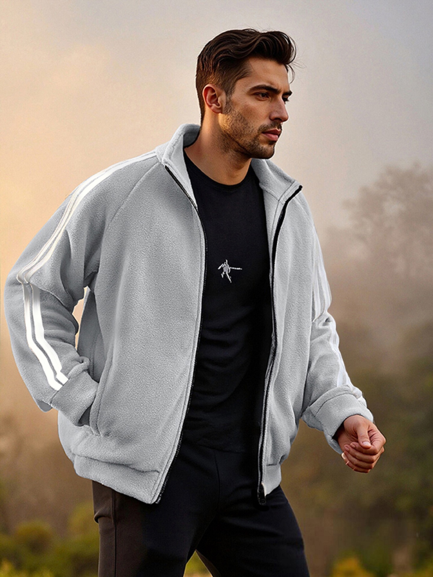 New Zipper Trend Versatile Men's Fleece Jacket - Image 6