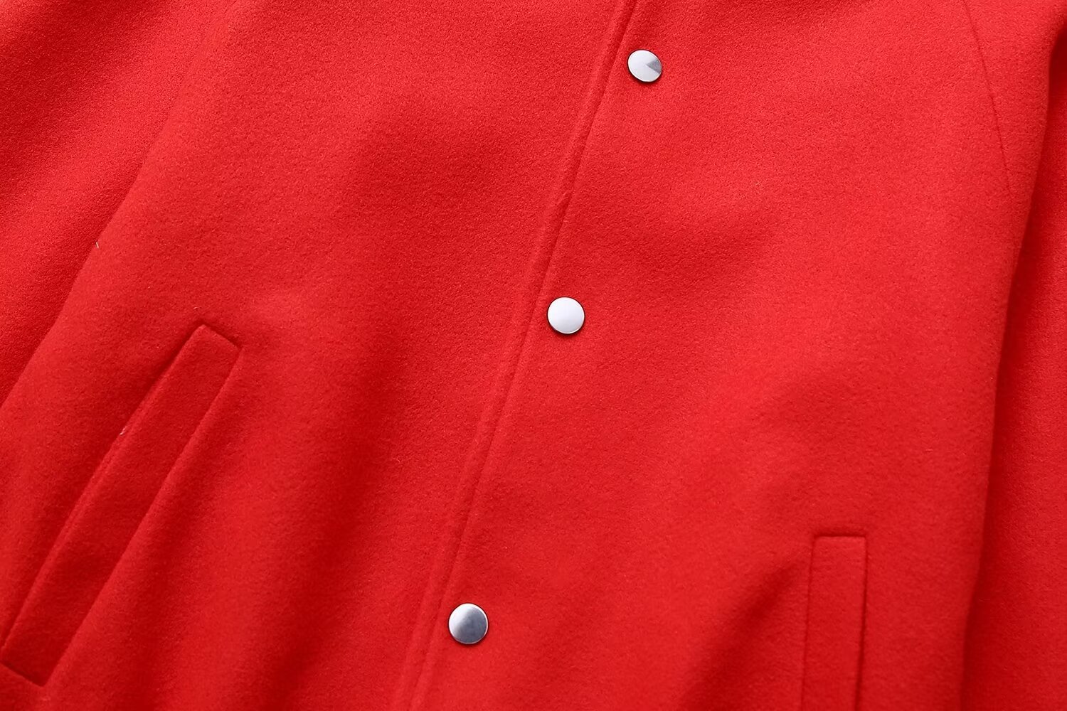 Red Stand-up Collar Fashion Casual Woolen Baseball Uniform Jacket - Image 9