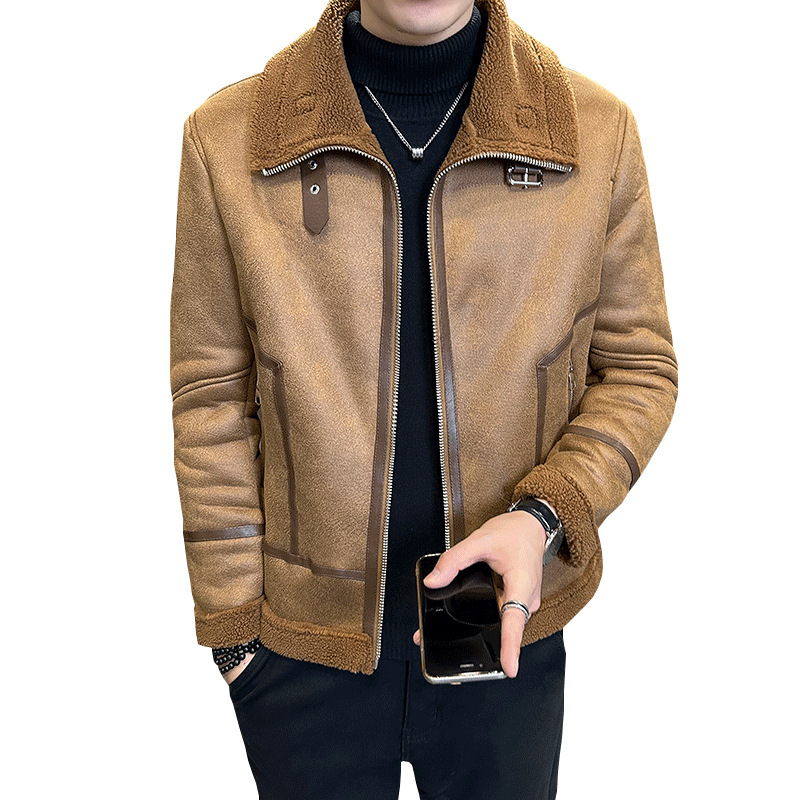Winter Fur Integrated Lamb Fur Fleece-lined Thick Leather Coat Men - Image 9