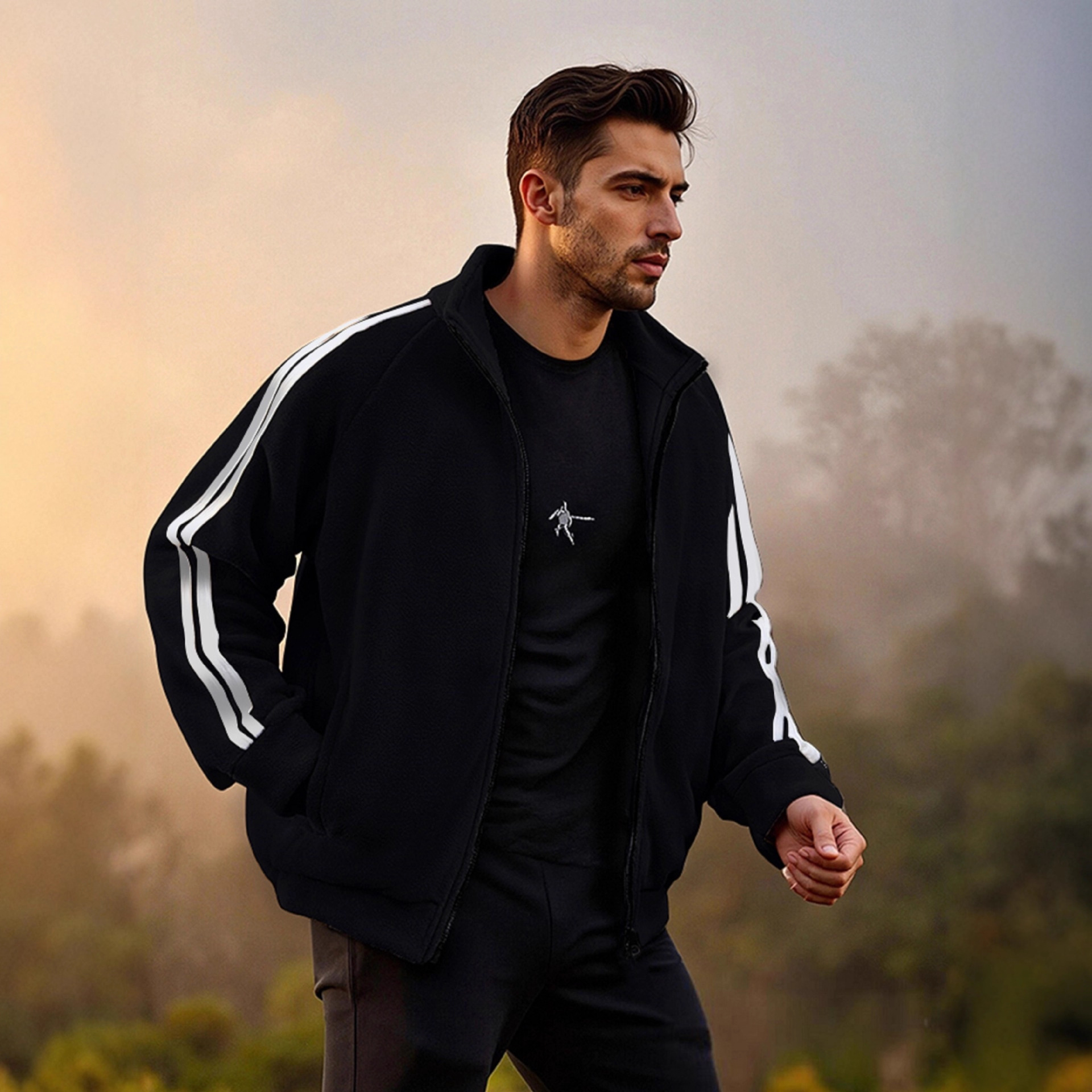 New Zipper Trend Versatile Men's Fleece Jacket - Image 3