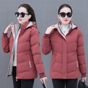 Winter Fleece-lined Thick Middle-aged Mom's Lamb Fleece Hooded Down Cotton Coat For Women