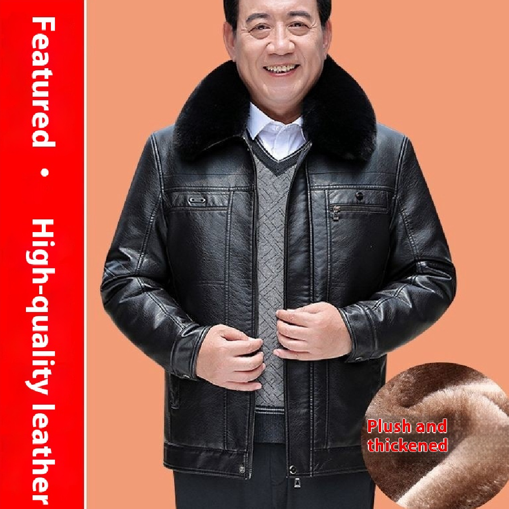 Fashion Personality Male Fleece-lined Leather Jacket