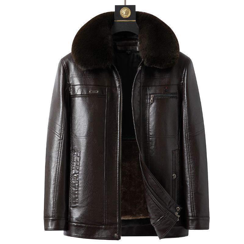 Fashion Personality Male Fleece-lined Leather Jacket - Image 3