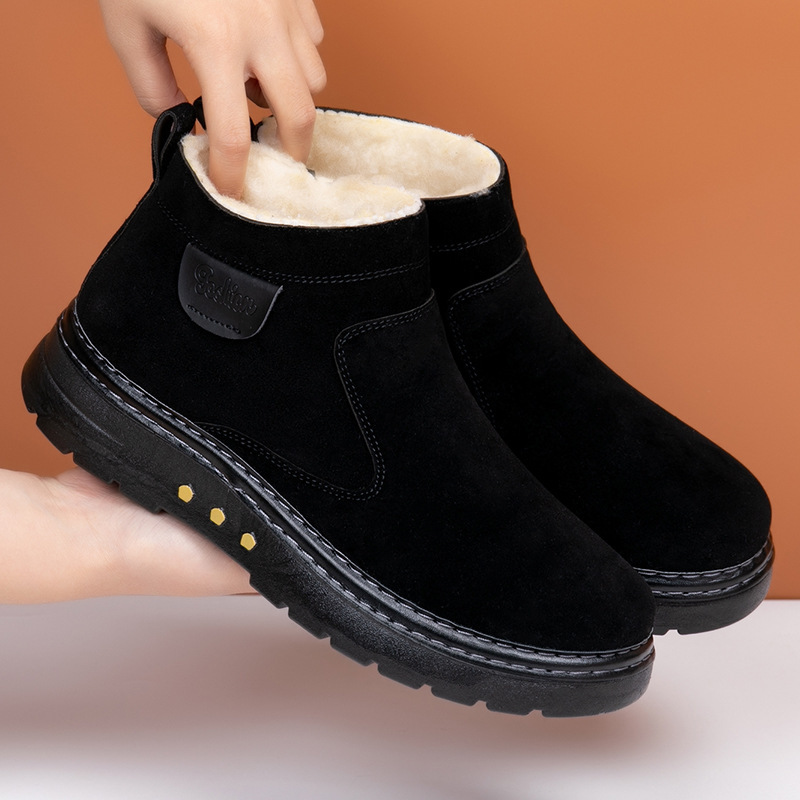 Warm Non-slip Sheep Wool Plus Velvet Thick Cotton Shoes - Image 5