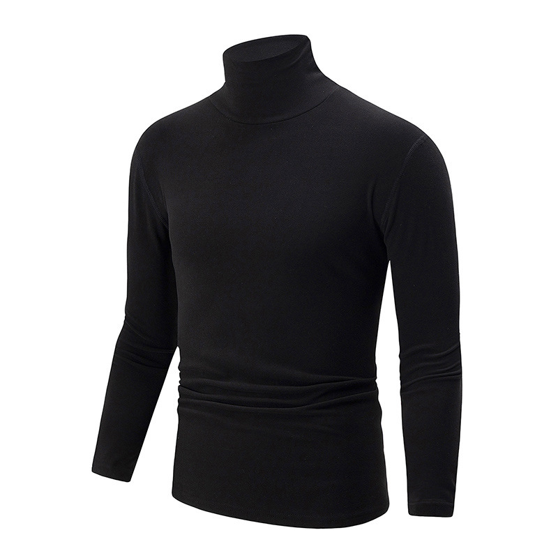 Autumn And Winter Men's Solid Color Versatile High-neck Base Layer Casual Fleece Top - Image 6