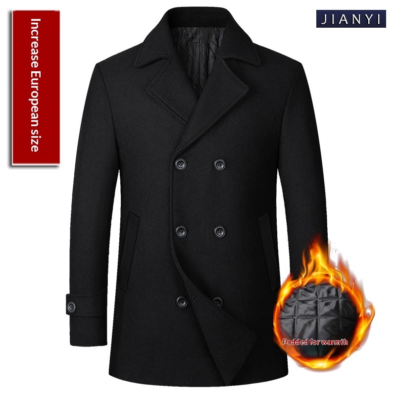 Fashion Double-breasted Lapel Mid-length Wool Men's Coat Dropshipping - Image 3