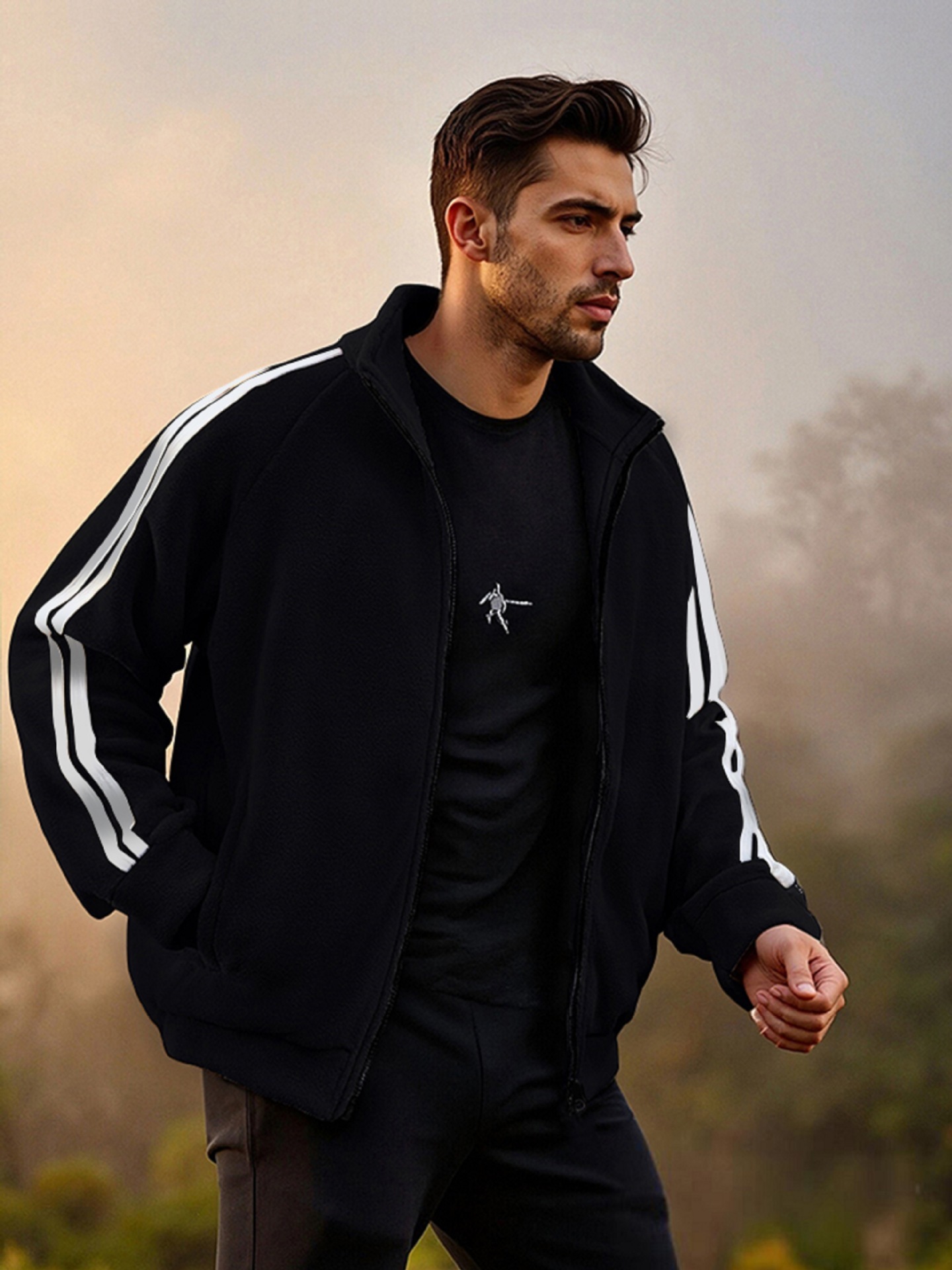 New Zipper Trend Versatile Men's Fleece Jacket - Image 4