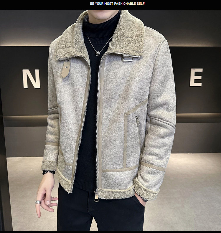 Winter Fur Integrated Lamb Fur Fleece-lined Thick Leather Coat Men - Image 2