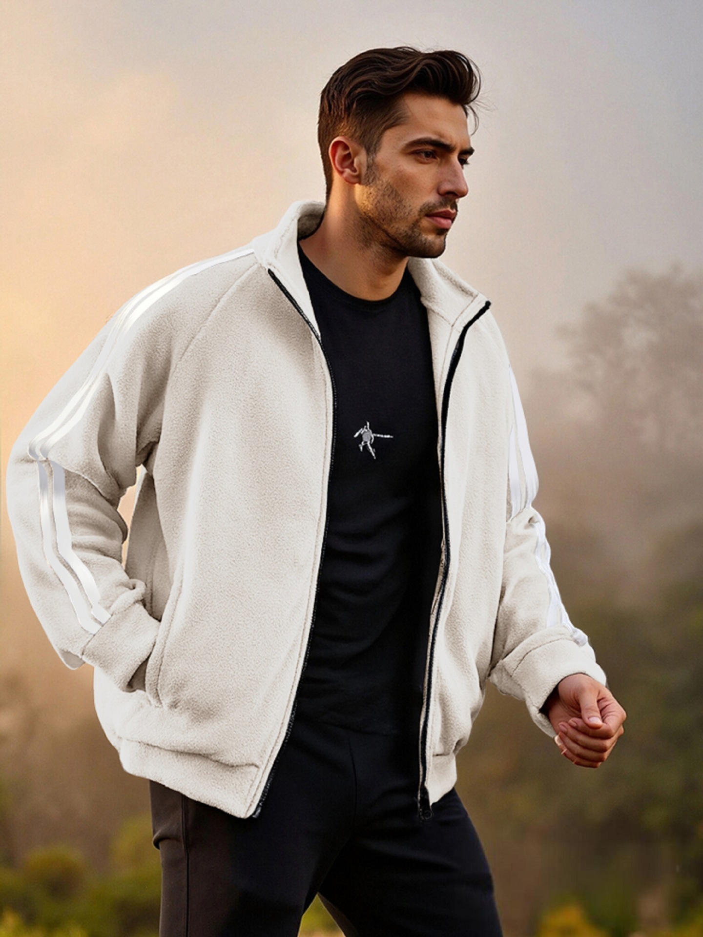 New Zipper Trend Versatile Men's Fleece Jacket - Image 5