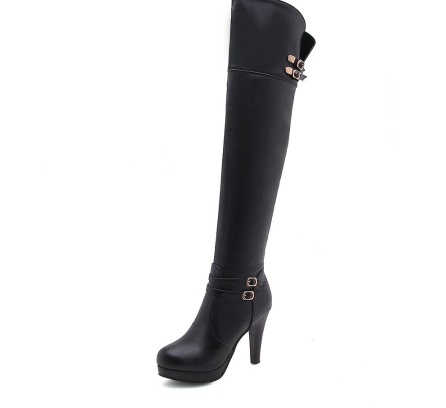 European And American Sexy Wine Cup Heel High Heel Waterproof Platform Plus Size Over The Knee Boots - Image 2