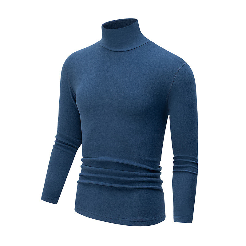 Autumn And Winter Men's Solid Color Versatile High-neck Base Layer Casual Fleece Top - Image 10