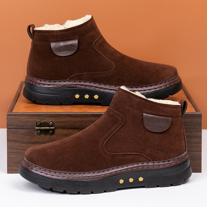 Warm Non-slip Sheep Wool Plus Velvet Thick Cotton Shoes - Image 3