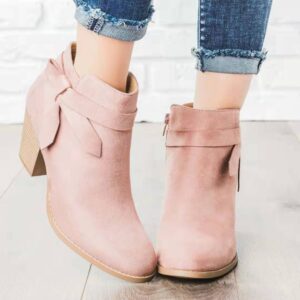 Short round toe bow side zip Martin boots