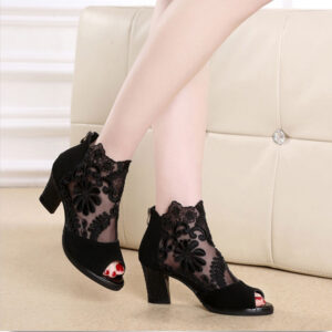 Thick and breathable lace high heels