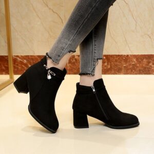Women's Thick Heel Mid-heel Boots With Side Zip