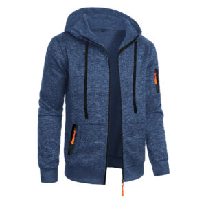 Men's Sports Fitness Casual Jacquard Sweater Hooded Coat