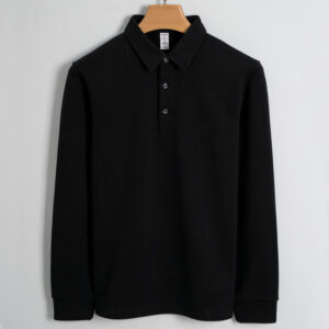 Fleece-lined Thickened Cotton Stretch Keep Warm Polo Shirt Men