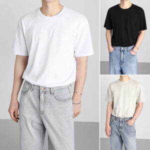 Men's Summer Loose Solid Color Round Neck Short Sleeve T-Shirt