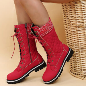 Women's Mid-tube Flat-heel Chain Round Toe Martin Boots